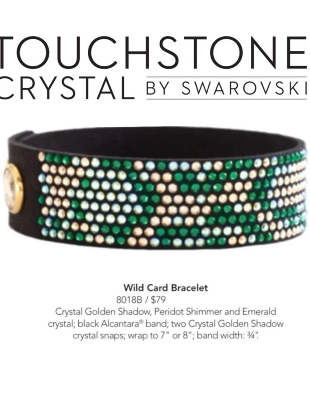 Swarovski Green and Gold Crystal “Wild Card” Bracelet BNIB